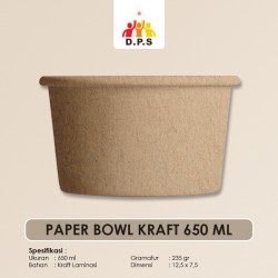 PAPER BOWL POLOS KRAFT 650 ML
